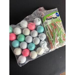 22 golf balls and 90 golf tees
